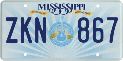 MS license plate ZKN867