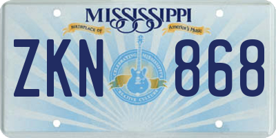 MS license plate ZKN868