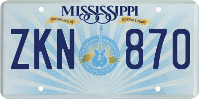 MS license plate ZKN870