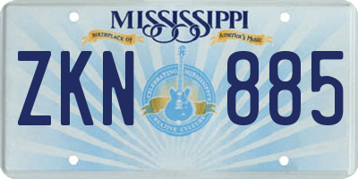 MS license plate ZKN885
