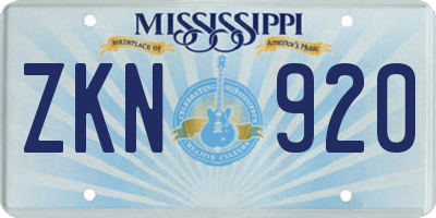 MS license plate ZKN920
