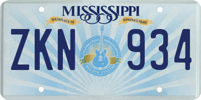 MS license plate ZKN934