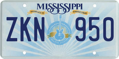 MS license plate ZKN950