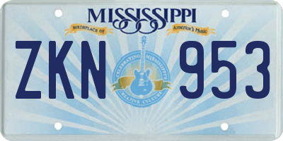 MS license plate ZKN953