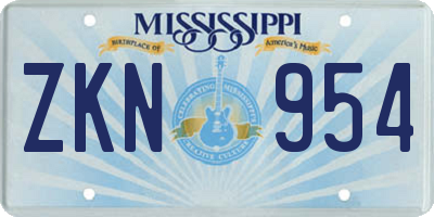 MS license plate ZKN954