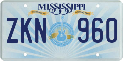MS license plate ZKN960
