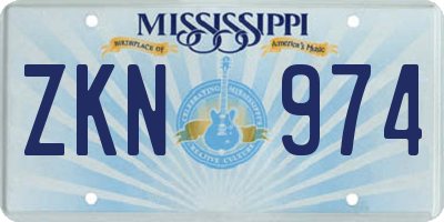 MS license plate ZKN974
