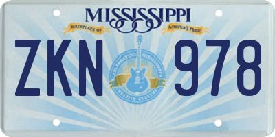 MS license plate ZKN978
