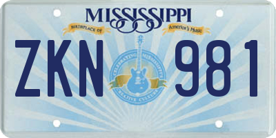 MS license plate ZKN981