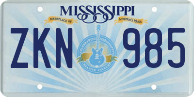 MS license plate ZKN985