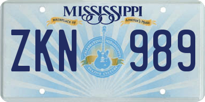 MS license plate ZKN989