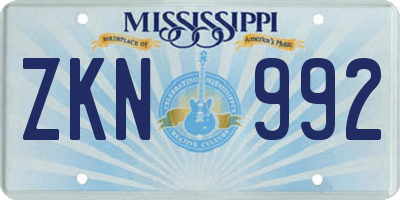 MS license plate ZKN992