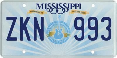 MS license plate ZKN993