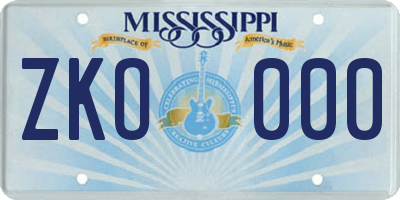 MS license plate ZKO000