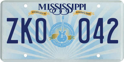 MS license plate ZKO042