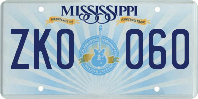 MS license plate ZKO060