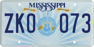 MS license plate ZKO073