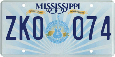 MS license plate ZKO074