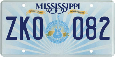MS license plate ZKO082