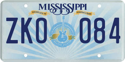MS license plate ZKO084