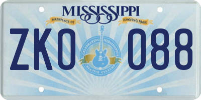 MS license plate ZKO088