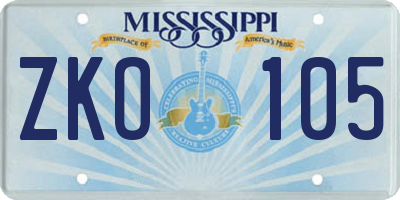 MS license plate ZKO105