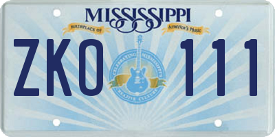 MS license plate ZKO111