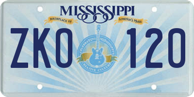 MS license plate ZKO120