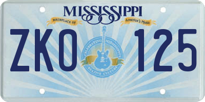MS license plate ZKO125