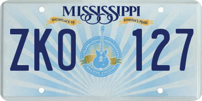 MS license plate ZKO127