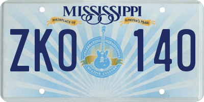 MS license plate ZKO140