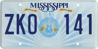 MS license plate ZKO141