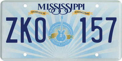 MS license plate ZKO157