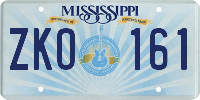 MS license plate ZKO161