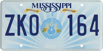 MS license plate ZKO164
