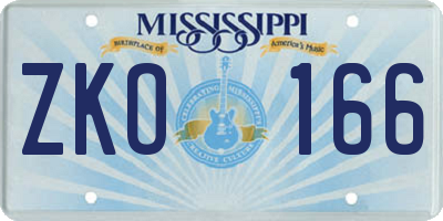 MS license plate ZKO166