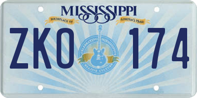 MS license plate ZKO174