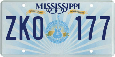 MS license plate ZKO177