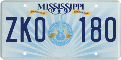 MS license plate ZKO180