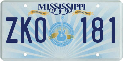 MS license plate ZKO181