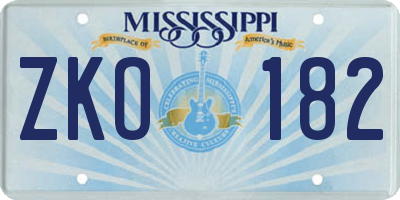 MS license plate ZKO182