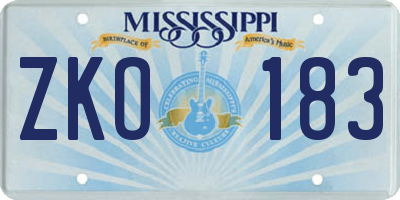 MS license plate ZKO183