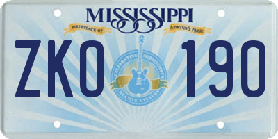 MS license plate ZKO190