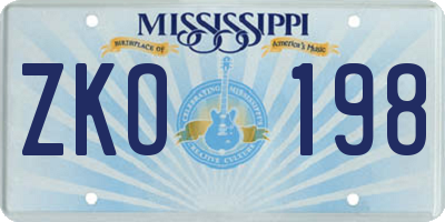 MS license plate ZKO198