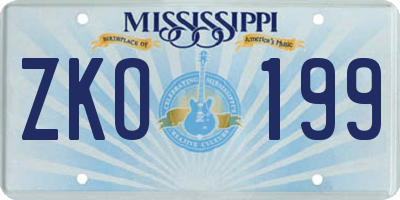 MS license plate ZKO199