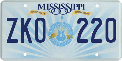 MS license plate ZKO220