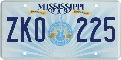 MS license plate ZKO225