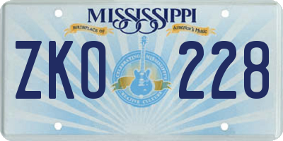 MS license plate ZKO228