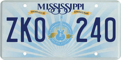 MS license plate ZKO240