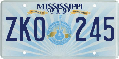 MS license plate ZKO245